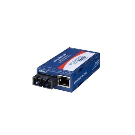Miniature Media Converter, 1000TX/SX, Multi-mode 850nm, LFPT, 550m, SC Type, W/ AC Adapter